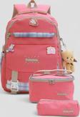 Relaxion 1396 Kore Tarzı Unisex Çocuk Üçlü Set İlkokul Sırt Çantası - NKT02206-PEMBE-TEKEBAT