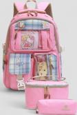 Relaxion 1395 Kore Tarzı Unisex Çocuk Üçlü Set İlkokul Sırt Çantası - NKT02207-PEMBE-TEKEBAT