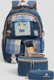 Relaxion 1395 Kore Tarzı Unisex Çocuk Üçlü Set İlkokul Sırt Çantası - NKT02207-lacivert-TEKEBAT