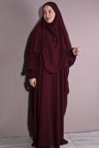 Nowa Scarf İkili Takım Medine İpeği Kumaş Şal Ve Elbise Bordo
