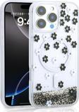 iPhone 16 Pro Max Kılıf Sıvılı Simli Baskılı Şeffaf Arka Yüzey Mossa Silikon Kılıf