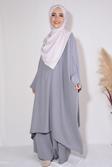 Nowa Scarf Pantolon Tunik İkili Takım Aerobin Kumaş Gri