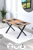 Bofigo Yemek Masası Metal Ayaklı Mutfak Masası Luna  85 x 150 Cm X Ayaklı Çam