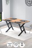 Bofigo Yemek Masası Metal Ayaklı Mutfak Masası Luna  85 x 150 Cm Yıldız Ayaklı Çam