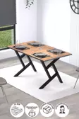 Bofigo Yemek Masası Metal Ayaklı Mutfak Masası Luna  85 x 150 Cm Yıldız Ayaklı Çam