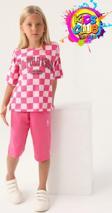 U.S. Polo Assn. Lisanslı US1811 Plaid T-Shirt ve Kapri Alt Üst Kız Çocuk Takımı