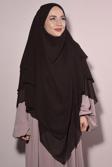 Nowa Scarf Sufle Khimar Tesettür Peçeli Üç Katlı Şifon Şal Kahverengi