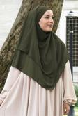 Nowa Scarf Sufle Khimar Orta Boy Tesettür Peçeli Şal Haki Yeşili