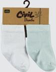 Civil Baby Bebek 2'li Bambu Çorap Set 0-12 Ay Beyaz-Mavi