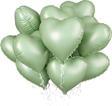 Tedaks 5 Adet 18 İnç 45 Cm Retro Kalp Folyo Balon Soft Yeşil