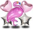 Tedaks 5 Li Flamingo Temalı Gümüş Folyo Yıldızlı Set Doğum Günü Süsü Parti Süsü