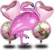 Tedaks 5 Li Flamingo Temalı Pembe Folyo Kalpli Set Doğum Günü Süsü Parti Süsü