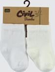 Civil Baby Bebek 2'li Bambu Çorap Set 0-12 Ay Beyaz-Ekru