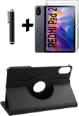 Xiaomi Redmi Pad 2 11 Inç 2025 360° Dönebilen Standlı Tablet Kılıfı Ekran Koruyucu ve Kalem Seti 