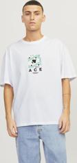 Jack Jones Jorblockpop Tee Ss Crew Neck Tg Ln Erkek Beyaz Tshirt 12254169-01