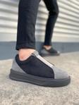 JY007 Alba Bağcıksız Süet Erkek Günlük Sneaker Ayakkabı SST Gri/Siyah