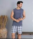 Pijamoni Erkek Bisiklet Yaka Kolsuz Şortlu Pijama Takımı 6185/11 - 1 Adet