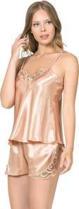 Miss Gold Saten Babydoll Şort Takımı