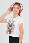 Düşük Kol Labubu Çoklu Dijital Baskı Tshirt - 6632