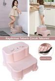 Meleni Baby Kaydırmaz Çocuk Taburesi - Çift Basamaklı Banyo Lavabo Merdiven Yükseltici Bebek Basamağı Pembe