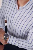 Beyaz Mavi Çizgili Slimfit Erkek Gömlek