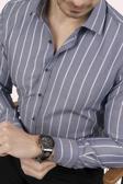 Gri Beyaz Çizgili Slimfit Erkek Gömlek