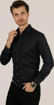 Siyah Kahve Düğmeli Slimfit Erkek Gömlek