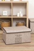 Pazar Kapısı Keçe Kapaklı Çok Amaçlı Maxi Kutu Bej 47X37X24 Cm