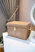 Pazar Kapısı Keçe Kapaklı Çok Amaçlı Mini Kutu Bej Saklama Kutusu 35X24X24 Cm