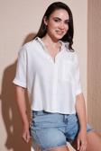 Lela Regular Fit Göğüs Cepli Kısa Kollu Bayan Gömlek 6779324 BEYAZ