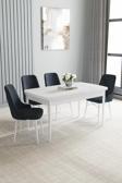 Loft Beyaz 80x132 Açılabilir Mdf Masa Yemek Odası Takımı, Mutfak Takımı 4 Adet Sandalye