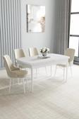 Loft Beyaz 80x132 Açılabilir Mdf Masa Yemek Odası Takımı, Mutfak Takımı 4 Adet Sandalye