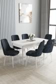 Loft Beyaz 80x132 Açılabilir Mdf Masa Yemek Odası Takımı, Mutfak Takımı 6 Sandalye