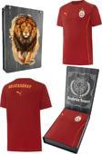 Galatasaray Orijinal Lisanslı Sıfır Yaka Kırmızı Antrenman 5 Yıldızlı T-Shirt Gs Aslan Ahşap Kutu