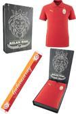 Galatasaray Orijinal Lisanslı Polo Yaka Kırmızı Antrenman 5 Yıldızlı T-Shirt + Şal Kaşko