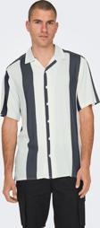 Only & Sons Wayne Lıfe Reg Strıpe Vıscose Shırt Erkek Lacivert Gömlek 22026100-04