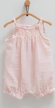 LITTLE GIRL İP ASKILI MÜSLİN KISA TULUM Pembe