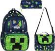 İlkokul Çantası MineCraft 3'lü Set 42*30 Cm Beslenme Çantası Kalem Kutusu Ortopedik Erkek Çocuk