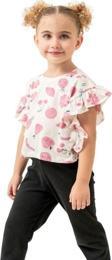 MEYVE BASKILI KIZ CROP TSHIRT Pudra