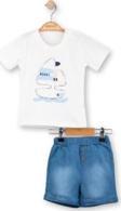 TEKNE FİGÜRLÜ TSHIRT ŞORT TAKIM BEYAZ