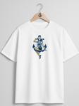 Oversize Denizci Kadın Ve Çapa Göğüs ve Sırt Tasarımlı Unisex T-Shirt
