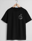 Oversize Orta Parmak Görsel Cep ve Sırt Tasarımlı Unisex T-Shirt