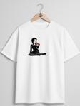 Oversize Wednesday Addams Morticia Addams Thing Drawing Göğüs Tasarımlı Unisex T-Shirt