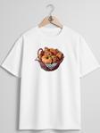 Oversize Croissant Bread Kruvasan Sepeti Göğüs Tasarımlı Unisex T-Shirt