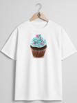 Oversize Cupcake Göğüs Tasarımlı Unisex T-Shirt