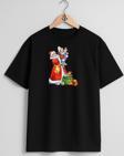 Oversize Ded Moroz Snegurochka Göğüs Tasarımlı Unisex T-Shirt