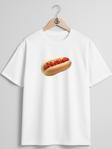 Oversize Sosisli Hotdog Göğüs Tasarımlı Unisex T-Shirt