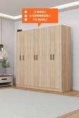 Aeka Ae-2115 Kale Sonomo Gardırop 6 Kapaklı, 4 Çekmeceli, 3 Askılıklı, 13 Raflı Dolap