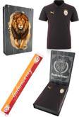 Galatasaray Orijinal Lisanslı Polo Yaka Siyah Antrenman T-Shirt + Şal Kaşkol Set Ahşap Set