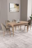 Milas Atlantik Çam 80x132 Açılabilir Mdf Masa Yemek Odası Takımı, Mutfak Takımı 4 Adet Sandalye